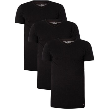 Kleidung Herren T-Shirts Tommy Hilfiger 3er Pack Premium Essentials T-Shirts mit V-Ausschnitt Schwarz