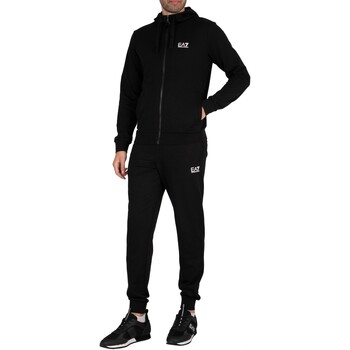 Kleidung Herren Jogginganzüge Emporio Armani EA7 Zip Hoodie Jersey Trainingsanzug Schwarz
