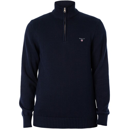Kleidung Herren Pullover Gant Lässiges Baumwoll-Sweatshirt mit halbem Reißverschluss Blau