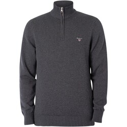 Kleidung Herren Pullover Gant Lässiges Baumwoll-Sweatshirt mit halbem Reißverschluss Grau