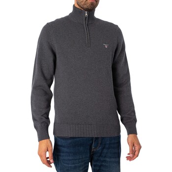 Gant Lässiges Baumwoll-Sweatshirt mit halbem Reißverschluss Grau
