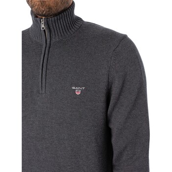 Gant Lässiges Baumwoll-Sweatshirt mit halbem Reißverschluss Grau