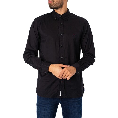 Kleidung Herren Langärmelige Hemden Tommy Hilfiger Core-Flex-Popeline-Hemd Schwarz