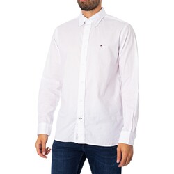 Kleidung Herren Langärmelige Hemden Tommy Hilfiger Core-Flex-Popeline-Hemd Weiss