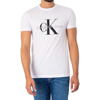 Kleidung Herren T-Shirts Calvin Klein Jeans Kern-Monologo-dünnes T-Shirt Weiss