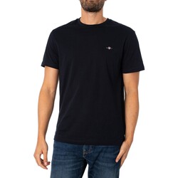 Kleidung Herren T-Shirts Gant Normales Schild-T-Shirt Schwarz