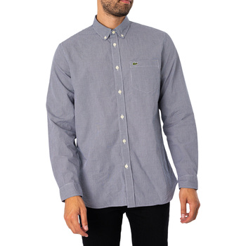 Kleidung Herren Langärmelige Hemden Lacoste Kariertes Hemd mit Brusttasche Blau