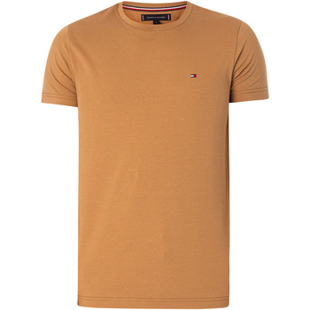 Kleidung Herren T-Shirts Tommy Hilfiger Stretch-T-Shirt mit extra schmaler Passform Beige