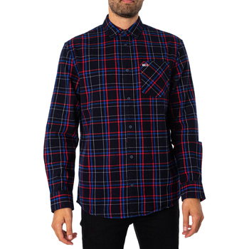 Kleidung Herren Langärmelige Hemden Tommy Jeans Klassisches Hemd mit karierten Taschen Multicolor