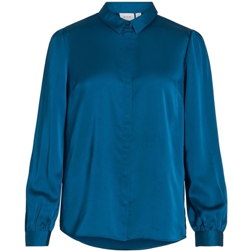 Kleidung Damen Tops / Blusen Vila Noos Ellette Satin Shirt - Moroccan Blue Blau