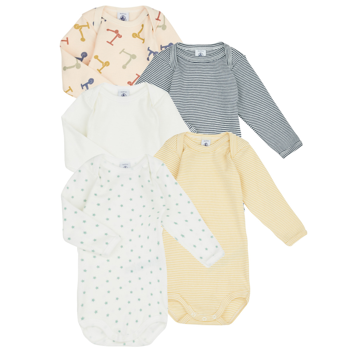 Kleidung Kinder Pyjamas/ Nachthemden Petit Bateau BODY US ML TROTINETTE X5 Multicolor