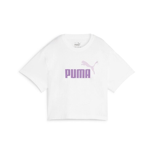 Kleidung Mädchen T-Shirts Puma GRILS LOGO CROPPED TEE Weiss