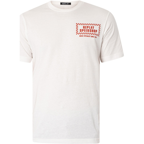 Kleidung Herren T-Shirts Replay Speedshop-T-Shirt mit Rückengrafik Weiss
