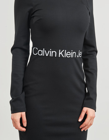 Calvin Klein Jeans LOGO ELASTIC MILANO LS DRESS Schwarz