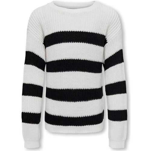 Kleidung Mädchen Pullover Only 15301987 SIF STRIPED-WHITE/BLACK Weiss