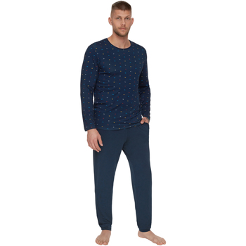 Kleidung Herren Pyjamas/ Nachthemden Lisca Pyjama Hose Top Langarm Poseidon Blau