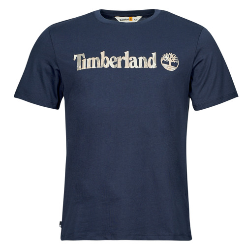 Kleidung Herren T-Shirts Timberland Camo Linear Logo Short Sleeve Tee Marine