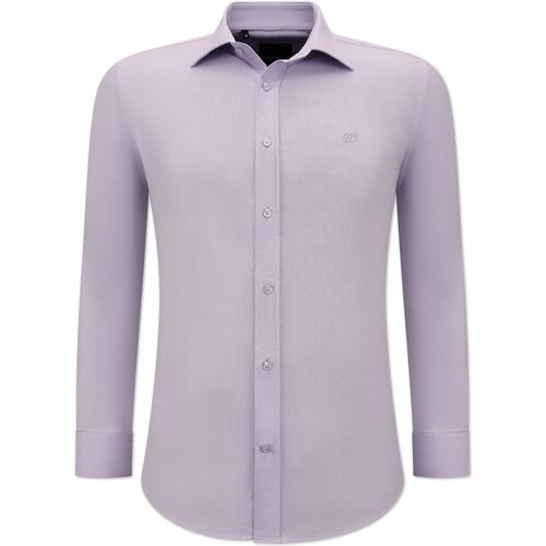 Kleidung Herren Langärmelige Hemden Gentile Bellini Slim Blank Oxford Hemd Für – – Lila Violett