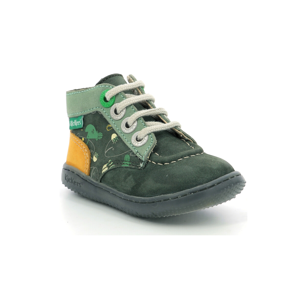 Schuhe Jungen Boots Kickers Kickbonzip Grün