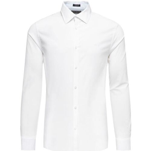 Kleidung Herren Langärmelige Hemden Guess M01H13 WCJQ0 ALAMEDA-FPP0 WHITE Weiss