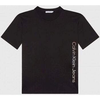 Kleidung Kinder T-Shirts & Poloshirts Calvin Klein Jeans IU0IU00465 INSTITUTIONAL-BEH BLACK Schwarz