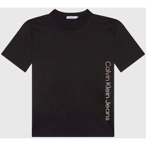 Kleidung Kinder T-Shirts & Poloshirts Calvin Klein Jeans IU0IU00465 INSTITUTIONAL-BEH BLACK Schwarz