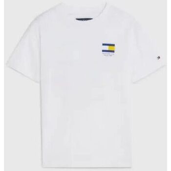 Kleidung Jungen T-Shirts & Poloshirts Tommy Hilfiger KB0KB08328 FLAG TEE-YBR WHITE Weiss