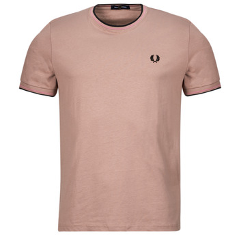 Kleidung Herren T-Shirts Fred Perry TWIN TIPPED T-SHIRT Rosa / Schwarz