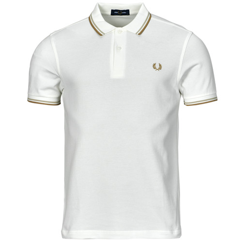 Kleidung Herren Polohemden Fred Perry TWIN TIPPED FRED PERRY SHIRT Weiss / Beige
