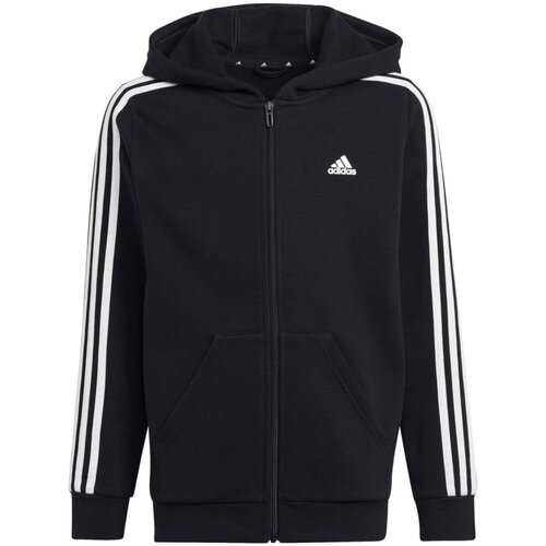 Kleidung Jungen Sweatshirts adidas Originals Sport U 3S FL FZ HOOD,BLACK/WHITE HR6331/000 Schwarz