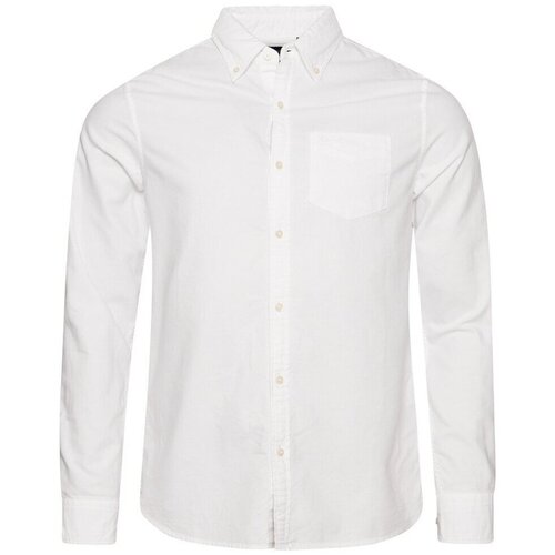 Kleidung Herren Langärmelige Hemden Superdry Chemise manches longues en coton bio  Oxford Weiss