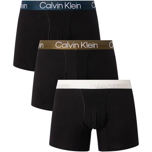 Unterwäsche Herren Boxershorts Calvin Klein Jeans 3er-Pack Boxershorts mit moderner Struktur Schwarz