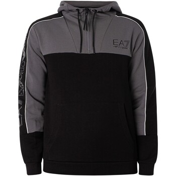 Image of Emporio Armani EA7 Sweatshirt Karierter Kapuzenpullover mit 1/4-Reißverschluss und Logo