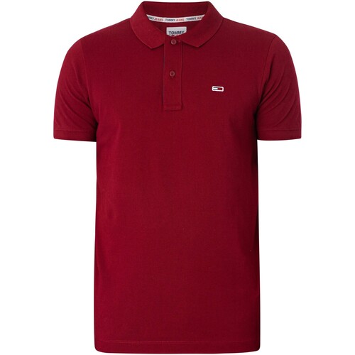 Kleidung Herren Polohemden Tommy Jeans Poloshirt mit schmaler Knopfleiste Rot