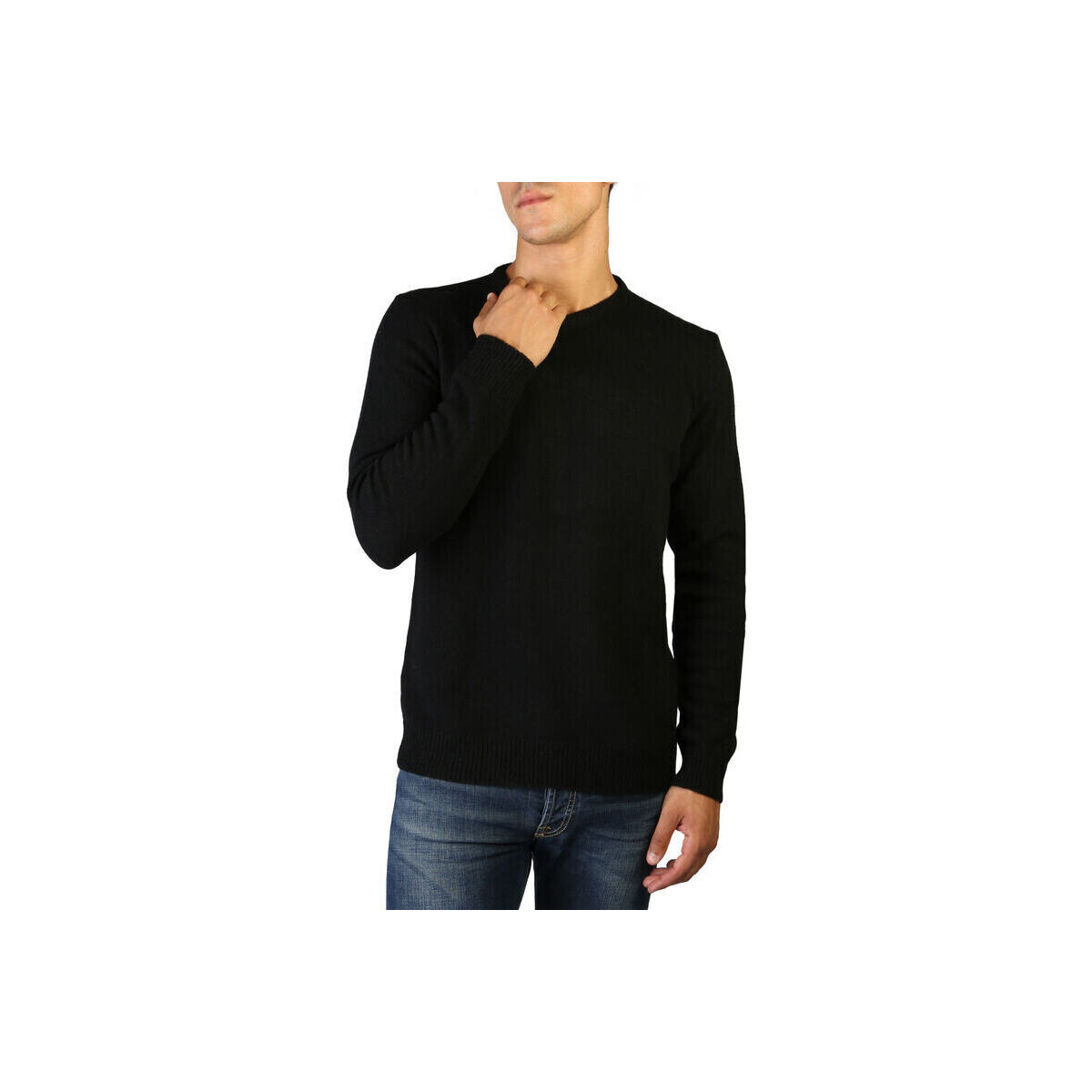 Kleidung Herren Pullover 100% Cashmere Jersey Schwarz