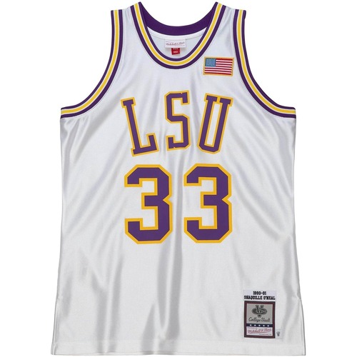 Unterwäsche Herren Unterhemden Mitchell And Ness Maillot LSU Tigers  NCAA 1990 Shaquille O'neal Weiss