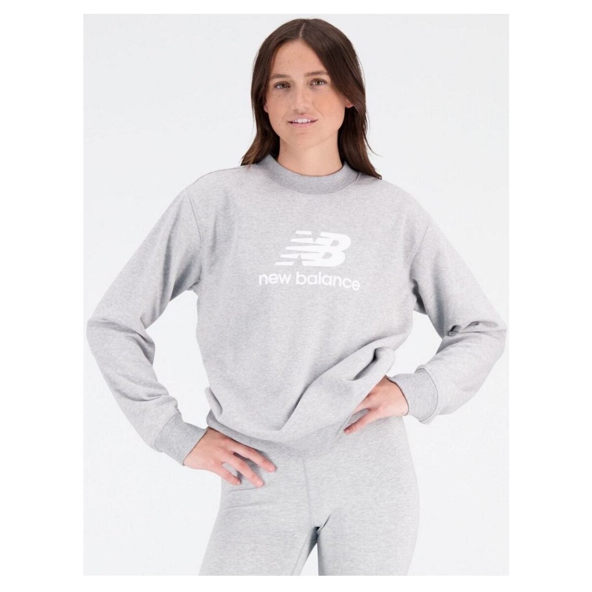 Kleidung Damen Sweatshirts New Balance Sport Essentials Stacked Logo French WT31532/AG Grau