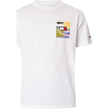 Kleidung Herren T-Shirts Tommy Jeans Lässiges Flaggen-T-Shirt Weiss