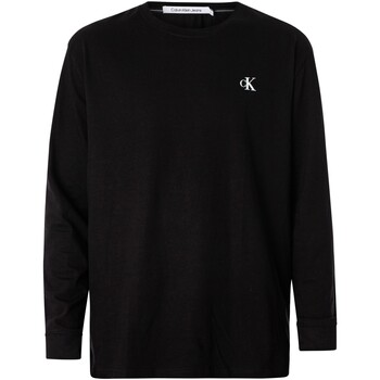 Kleidung Herren T-Shirts & Poloshirts Calvin Klein Jeans Langärmliges Monologo-T-Shirt mit Grafik hinten Schwarz