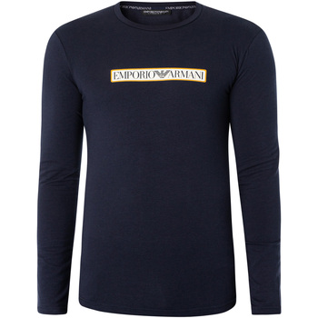 Kleidung Herren Pyjamas/ Nachthemden Emporio Armani Langärmliges T-Shirt mit Lounge-Box-Logo Blau