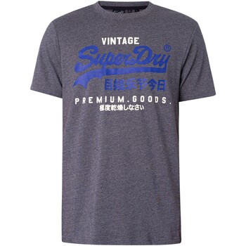 Kleidung Herren T-Shirts Superdry Rissiges klassisches Vintage-Logo-Heritage-T-Shirt Blau