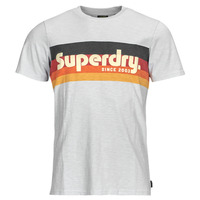 Kleidung Herren T-Shirts Superdry CALI STRIPED LOGO T SHIRT Weiss