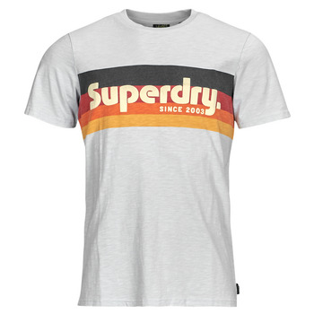 Kleidung Herren T-Shirts Superdry CALI STRIPED LOGO T SHIRT Weiss