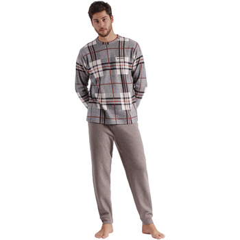 Kleidung Herren Pyjamas/ Nachthemden Admas Pyjama Hausanzug Hose und Oberteil langarm Tartan Braun