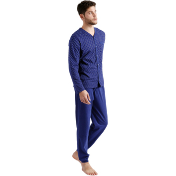 Kleidung Herren Pyjamas/ Nachthemden Admas Pyjama Hausanzug Hose und Hemd Spike Blau