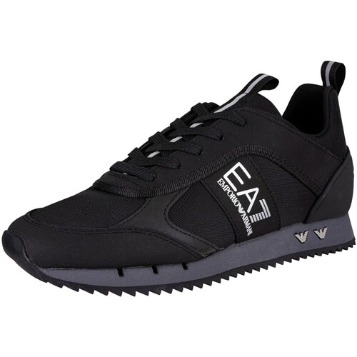 Schuhe Herren Sneaker Low Emporio Armani EA7 Sneaker aus Synthetik mit seitlichem Logo Schwarz