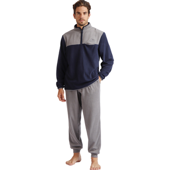 Kleidung Herren Pyjamas/ Nachthemden Admas Mikrofleece-Pyjama Hausanzug Hose und Oberteil Sport Blau
