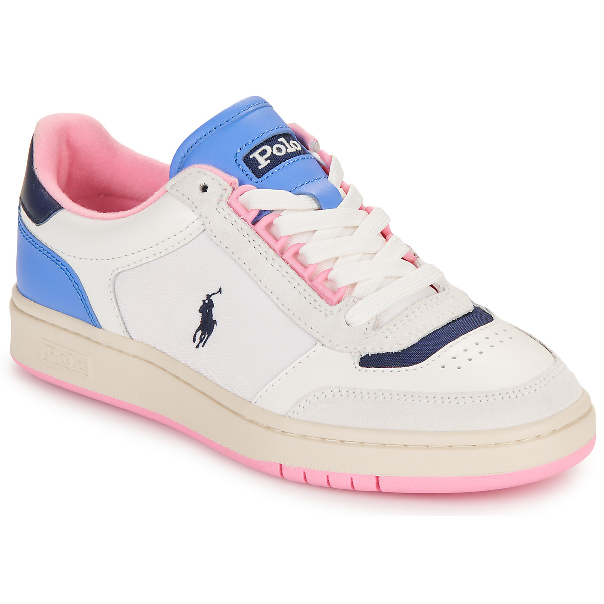 Schuhe Damen Sneaker Low Polo Ralph Lauren POLO CRT SPT Weiss / Blau / Rosa