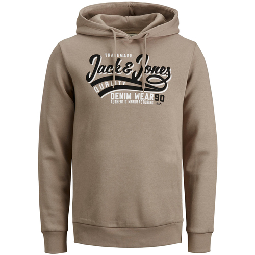 Kleidung Herren Pullover Jack & Jones Jwh Logo Sweat Hood Beige