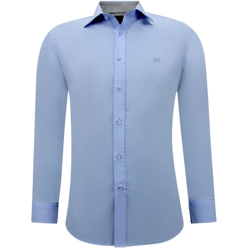 Kleidung Herren Langärmelige Hemden Gentile Bellini Business Langarm Slim Bluse Stretch Blau